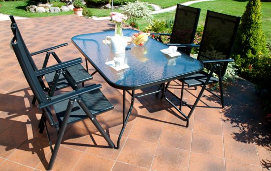 ZESTAW OGRODOWY TORINO czarny 4 krzeseł + st&oacute;ł 