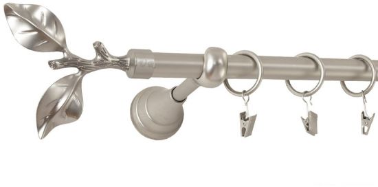 Karnisz LIŚĆ R&Oacute;ŻY Satyna Nikiel, Poj. 19 wspornik regulowany