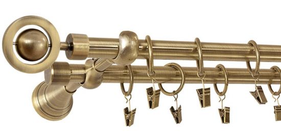 Karnisz ALPI Antyk Mosiądz, Podw. 19 + 19 wspornik regulowany