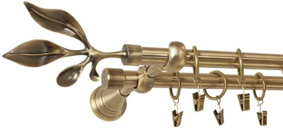 Karnisz BAWARO Antyk Mosiądz, Podw. 19 + 19 wspornik regulowany