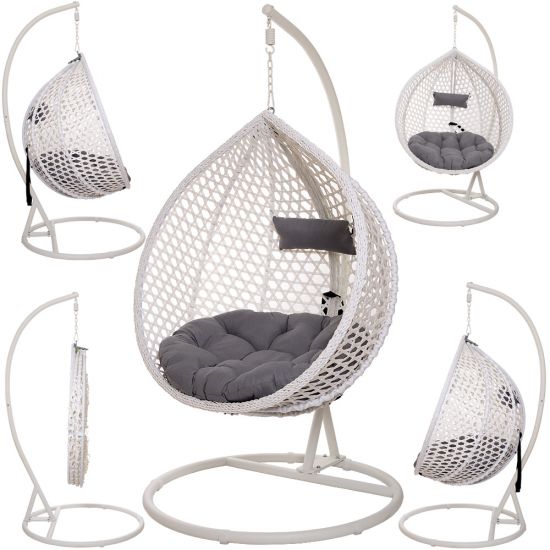 FOTEL WISZĄCY ogrodowy bujany kosz kokon MAJORKA - BIAŁY