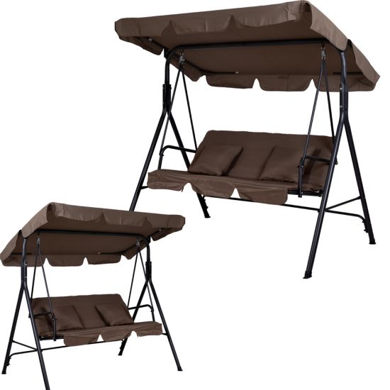HUŚTAWKA OGRODOWA 3-osobowa ROXI METALOWA BEŻOWA