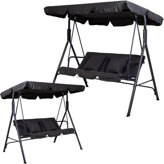 HUŚTAWKA OGRODOWA 3-osobowa ROXI METALOWA SZARA