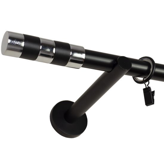 KARNISZ POJEDYNCZY fi 19 CZARNY MAT CYLINDER CICHE K&Oacute;ŁKA