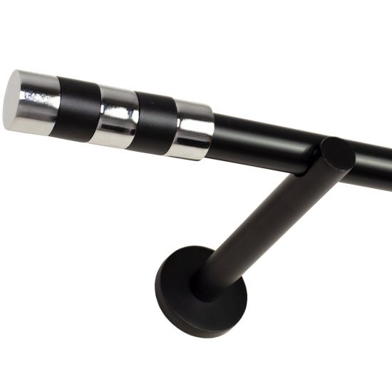 KARNISZ POJEDYNCZY fi 19 CZARNY MAT CYLINDER