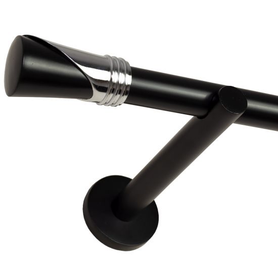 KARNISZ POJEDYNCZY fi 19 CZARNY MAT LOKI