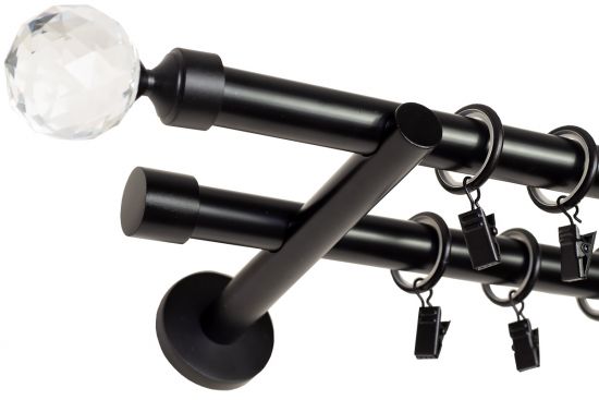 KARNISZ PODW&Oacute;JNY fi 19+19 CZARNY MAT PARYS CICHE K&Oacute;ŁKA