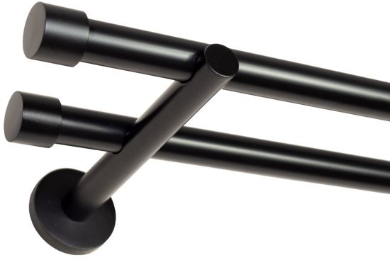 KARNISZ PODW&Oacute;JNY fi 19+19 CZARNY MAT ZAŚLEPKA