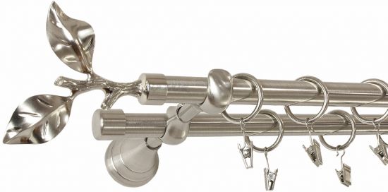 Karnisz LIŚĆ R&Oacute;ŻY Stal Nierdzewna, Podw. 19 + 19 wspornik regulowany