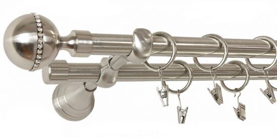 Karnisz PIANO Stal Nierdzewna, Podw. 19 + 19 wspornik regulowany