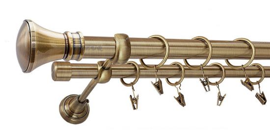 Karnisz LUXOR Antyk Mosiądz, Podw&oacute;jny 25 +19 rura gładka 