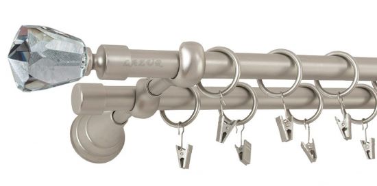 Karnisz TRAVO Satyna Nikiel, Podw. 19 + 19 wspornik regulowany