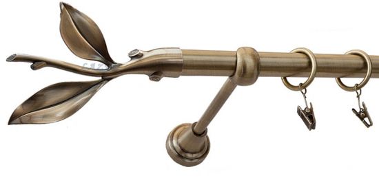 Karnisz LISTEK Antyk Mosiądz, Pojedynczy 19 rura gładka