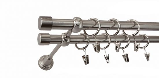 Karnisz ZAŚLEPKA Stal Nierdzewna Podw. 19 + 19 rura gładka