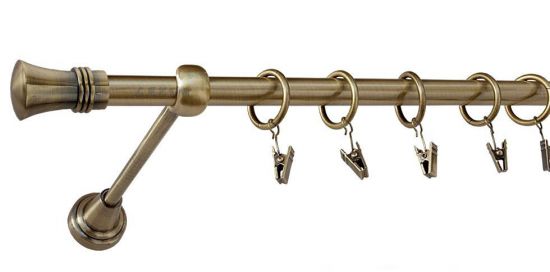 Karnisz PRINCE Antyk Mosiądz, Pojedynczy 16 rura gładka