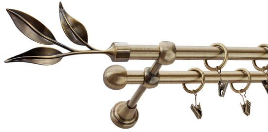 Karnisz LAUR Antyk Mosiądz, Podw&oacute;jny 16 +16 rura gładka