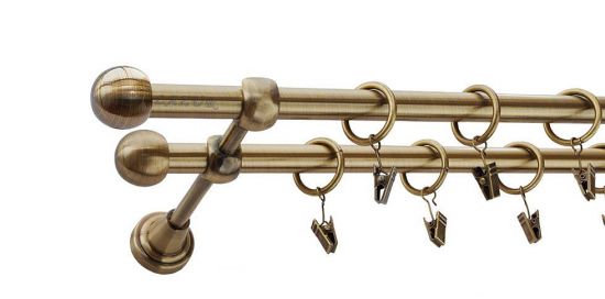 Karnisz KULA Antyk Mosiądz, Podw&oacute;jny 16 +16 rura gładka