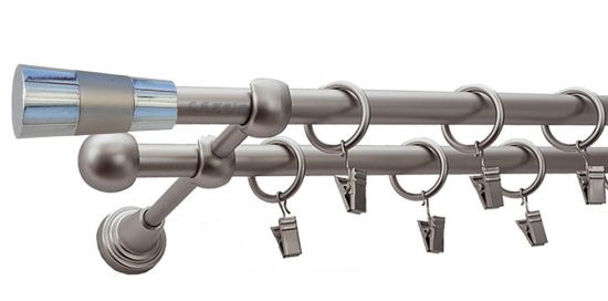 Karnisz DORIS Satyna Nikiel, Podw&oacute;jny 16 +16 rura gładka