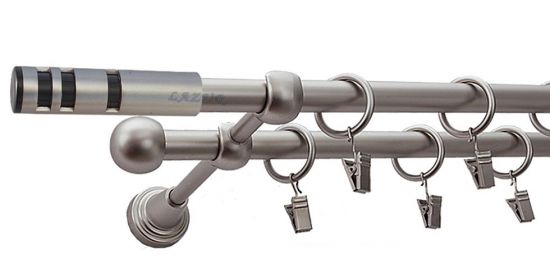 Karnisz CAPRI Satyna Nikiel, Podw&oacute;jny 16 +16 rura gładka