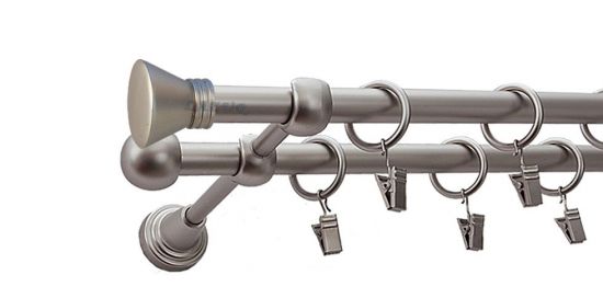 Karnisz FARAON Satyna Nikiel, Podw&oacute;jny 16 +16 rura gładka