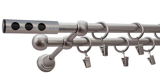 Karnisz DAWI Satyna Nikiel, Podw&oacute;jny 16 +16 rura gładka