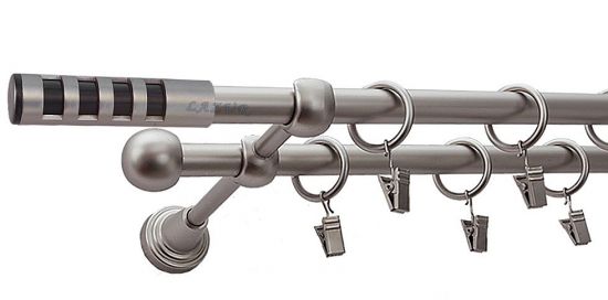 Karnisz DAKOTA Satyna Nikiel, Podw&oacute;jny 16 +16 rura gładka