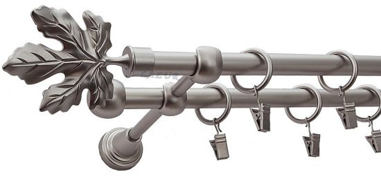 Karnisz KLON Satyna Nikiel, Podw&oacute;jny 16 +16 rura gładka