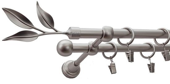 Karnisz LAUR Satyna Nikiel, Podw&oacute;jny 16 +16 rura gładka