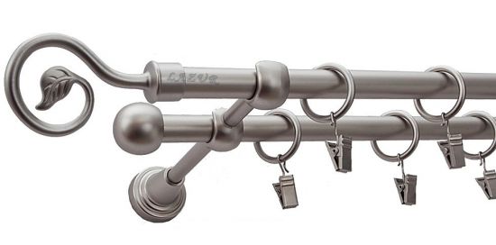 Karnisz LUCCA Satyna Nikiel, Podw&oacute;jny 16 +16 rura gładka