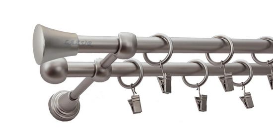 Karnisz MONACO Satyna Nikiel, Podw&oacute;jny 16 +16 rura gładka