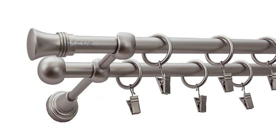 Karnisz PRINCE Satyna Nikiel, Podw&oacute;jny 16 +16 rura gładka