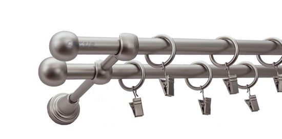 Karnisz KULA Satyna Nikiel, Podw&oacute;jny 16 +16 rura gładka