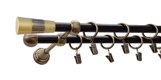 Karnisz DORIS Antyk Mosiądz, Podw&oacute;jny 16 +16 rura wenge