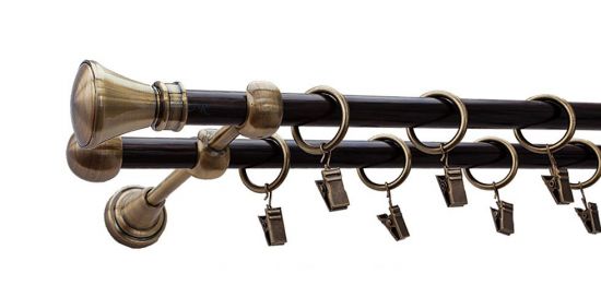 Karnisz LUXOR Antyk Mosiądz, Podw&oacute;jny 16 +16 rura wenge