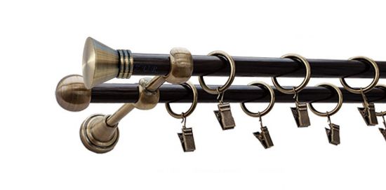 Karnisz FARAON Antyk Mosiądz, Podw&oacute;jny 16 +16 rura wenge