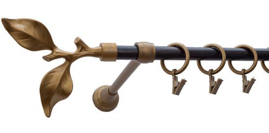 Karnisz Motyw Kute Stare Złoto + Wenge, Pojedynczy 16 LIŚĆ R&Oacute;ŻY