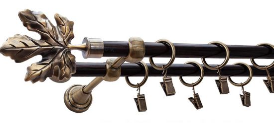 Karnisz KLON Antyk Mosiądz, Podw&oacute;jny 16 +16 rura wenge