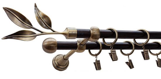 Karnisz LAUR Antyk Mosiądz, Podw&oacute;jny 16 +16 rura wenge