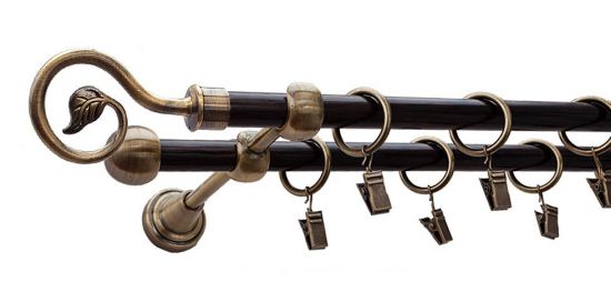 Karnisz LUCCA Antyk Mosiądz, Podw&oacute;jny 16 +16 rura wenge