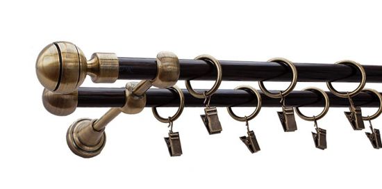 Karnisz PAOLA Antyk Mosiądz, Podw&oacute;jny 16 +16 rura wenge