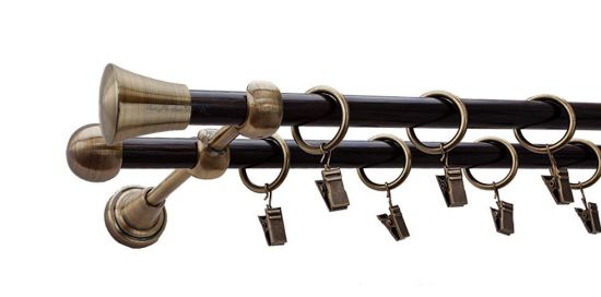 Karnisz MONACO Antyk Mosiądz, Podw&oacute;jny 16 +16 rura wenge