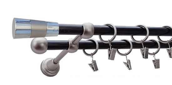 Karnisz DORIS Satyna Nikiel, Podw&oacute;jny 16 +16 rura wenge