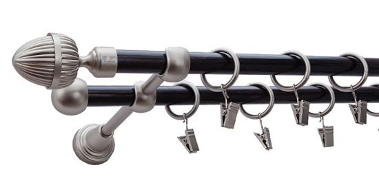 Karnisz ODEON Satyna Nikiel, Podw&oacute;jny 16 +16 rura wenge