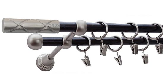 Karnisz CASINO Satyna Nikiel, Podw&oacute;jny 16 +16 rura wenge