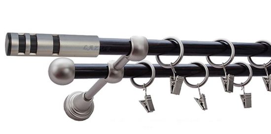 Karnisz CAPRI Satyna Nikiel, Podw&oacute;jny 16 +16 rura wenge