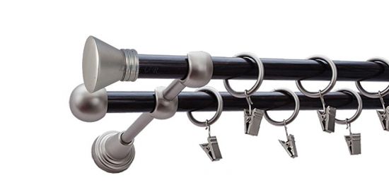 Karnisz FARAON Satyna Nikiel, Podw&oacute;jny 16 +16 rura wenge