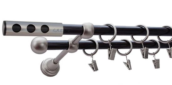 Karnisz DAWI Satyna Nikiel, Podw&oacute;jny 16 +16 rura wenge