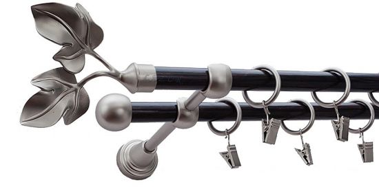 Karnisz GAŁĄZKA Satyna Nikiel, Podw&oacute;jny 16 +16 rura wenge