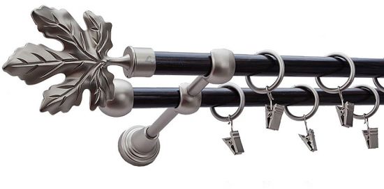 Karnisz KLON Satyna Nikiel, Podw&oacute;jny 16 +16 rura wenge