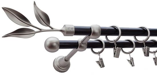 Karnisz LAUR Satyna Nikiel, Podw&oacute;jny 16 +16 rura wenge